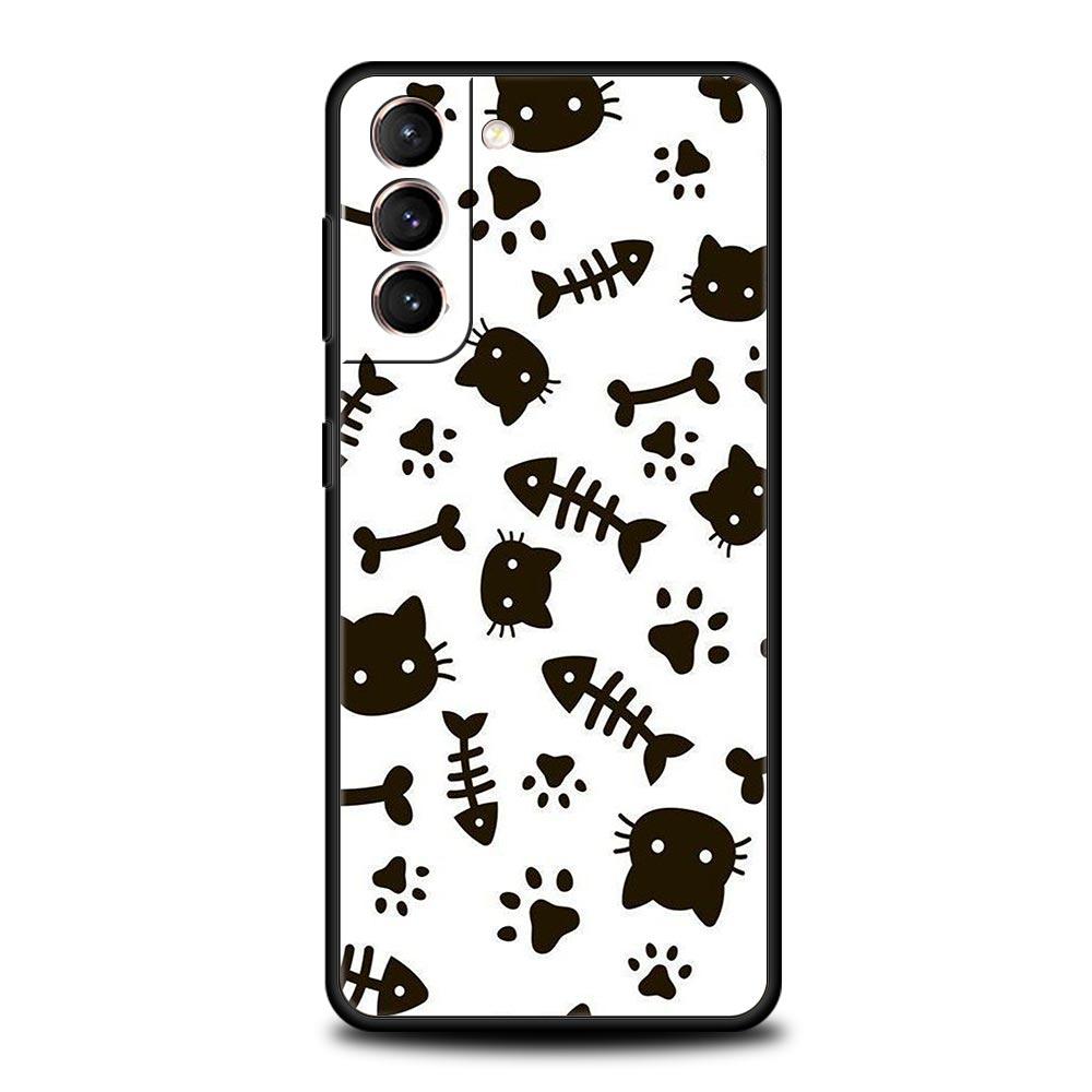 Abstract Creative Cute Cat Line Phone Case for Samsung Galaxy S26 S25 S24 S23 S22 S20 S21 FE Ultra S25 Edge Plus Soft TPU Cover