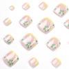 Yellow-Edged French Pedicure Nail Stickers with White & Green Flowers