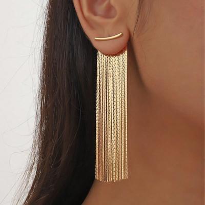 1 Paire Boucles d'Oreilles Femme à Franges Chaîne Métallique, Boucles d'Oreilles Pendantes Simples et Élégantes, Accessoires de Bijoux Mode