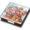 PU Animals Gem Painting Memo Pad Holder Mosaic Kit Flowers Rhinestones Post It Dispenser Animals & Flowers for Home Office