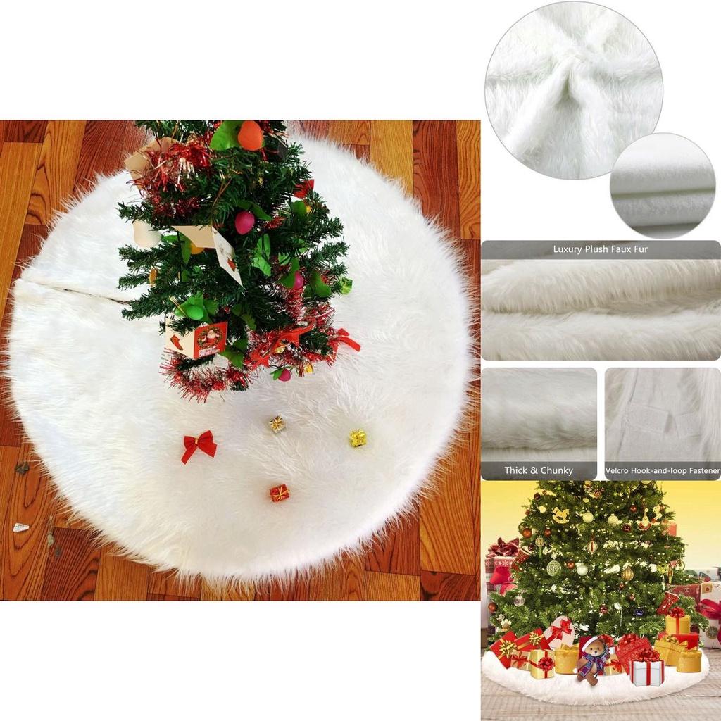 Tree White Christmas Skirt Base Fur Xmas Floor Mat Ornament Decoration