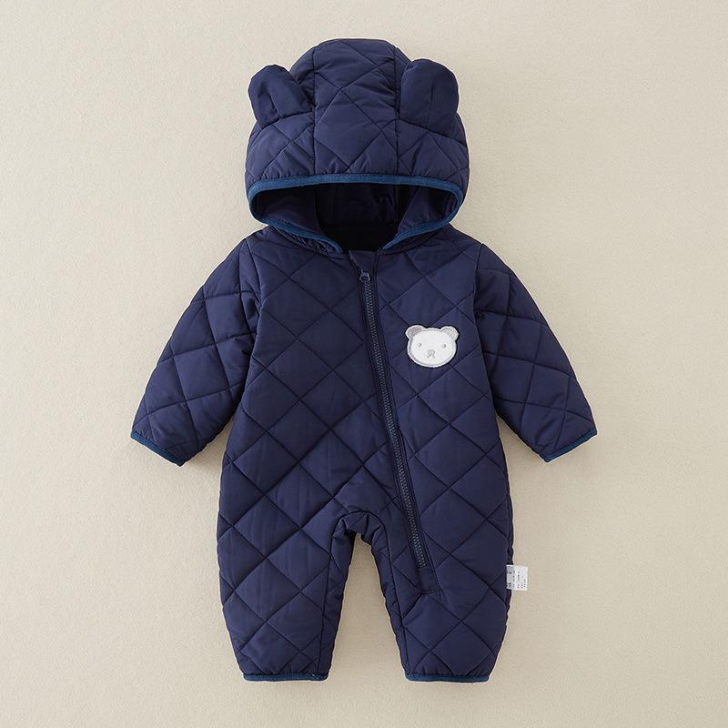 Winter Childrens Thickened Bodysuit Baby Clothes Warm Hooded Cotton Jumpsuit