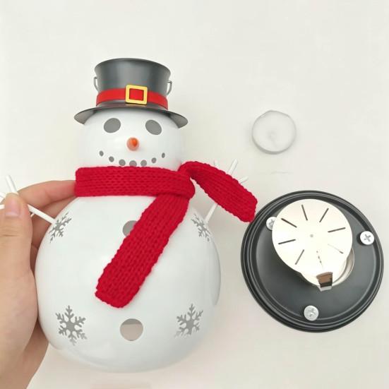 Gift for Family And Friends Christmas Snowman Candle Holder, Decorative Metal Candlestick Ornament with Top Reusable Table Hat Scarf Centerpiece
