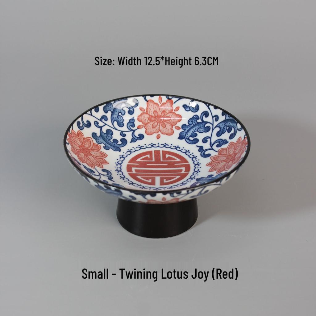 Chinese Blue and White High-Footed Porcelain Pastry Plate - Small Size for Fruit, Tea, Snacks, Nuts, or Pot Stand