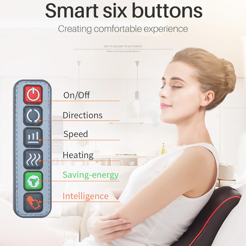 Electric Car Home Neck Massager Cervical Massage Kneading Shiatsu Massage Pillow with Vibration Heating for Neck Back Waist Body Relieve Pain