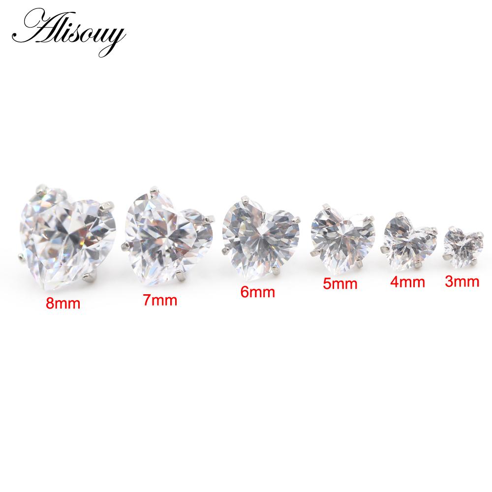 Alisouy 1PC Titane Filetage Externe Cœur Zircon Pour Anneaux de Lèvre Labret Boucles d'Oreilles Puces Piercing DIY Accessoire Bijou de Corps