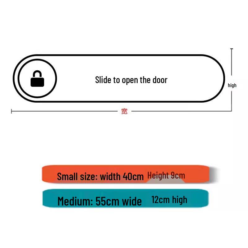 Self-Adhesive Sliding Unlock Text Wall Stickers for Mobile or Home Glass Doors
