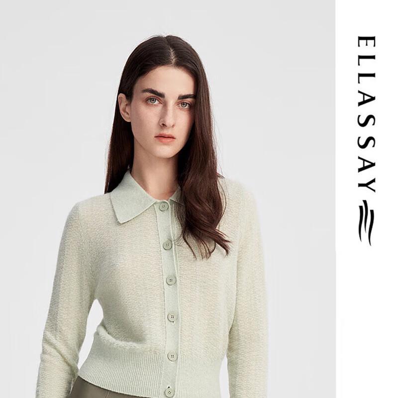 

ELLASSAY Women s Slim-Fit Lapel Merino Wool Blend Knit Sweater M