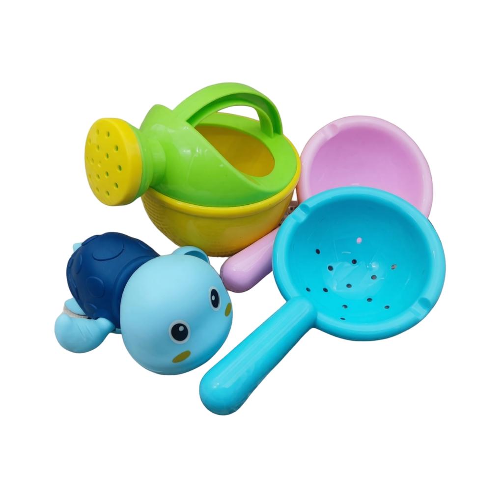 Baby Bath Toys Watering Can Scoop and Spinner Set Safe Plastic Bathing Toys for Infant Toddler Water Play and Sensory Development