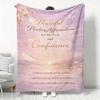 Cozy Flannel Blanket with Powerful Positive Affirmations for Soul Confidence, Ultra-Soft Warm Throw Blanket Printed with Encouraging Quotes, Perfect f