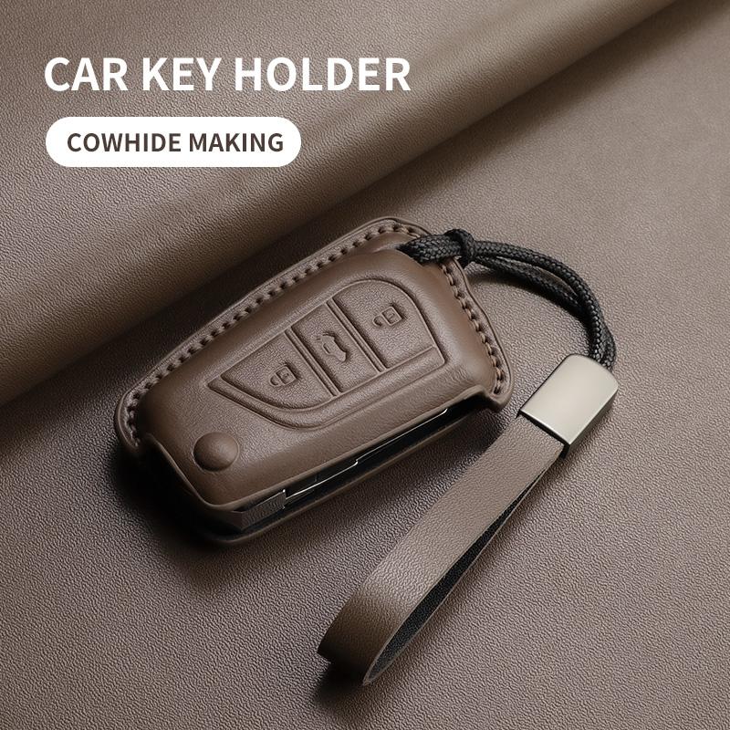 Leather Car Key Case Cover Fob For Toyota Rav4 Levin Camry Reiz Highlander Corolla Yaris Verso Avensis Aygo Car Remote Key Shell