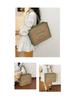 Women's Large Capacity South Wind Chic Straw Woven Tote Bag with Embroidered Letters