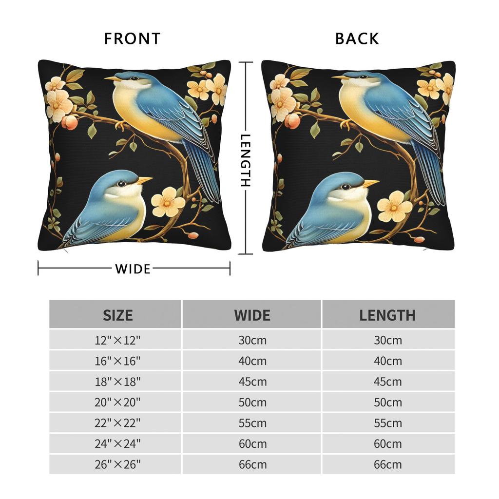 Flowers And Birds Pillow Cover Square Cushion Cover Novelty Pillow Case For Office Car Home Decor