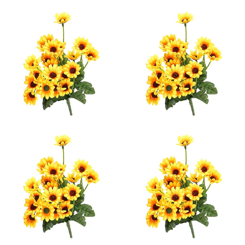 

4 шт. Искусственные подсолнухи, желтые цветы, букет, реалистичные большие цветы, аксессуары, свадебный букет для дома 24 heads