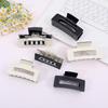 Tangli Black & White PVC Hair Claw - Medium/Large Shark Clip, Simple Back-of-Head Design.