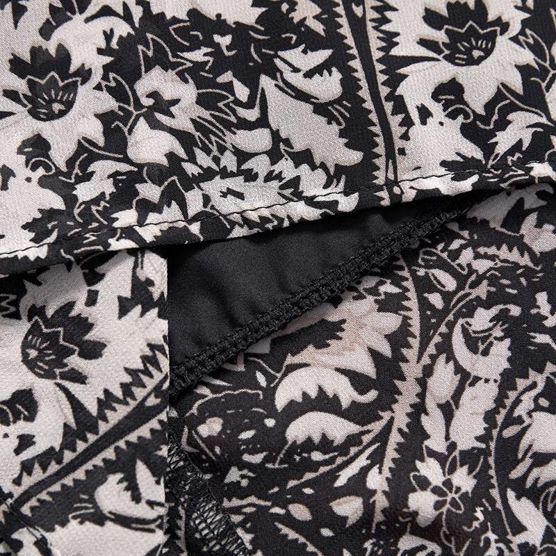 Ta Chi Lace Patchwork Chiffon Floral A-Line Skirt