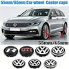 Emblems 4Pcs 55mm 65mm For VW Golf Polo Passat Tiguan Touareg Magotan Touran Car Wheel Center Hub Cap Badge Rim Cover