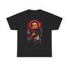Saint Portrait Tee | Neon Halo Religious Art, Grunge Floral Graphic Shirt