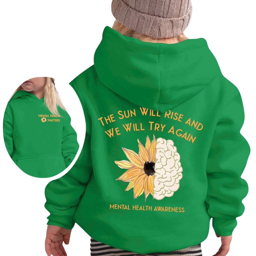 Children's Pullover Sweatshirt Long Sleeve Casual Hoodie Comfortable Loose Lightweight Pullover