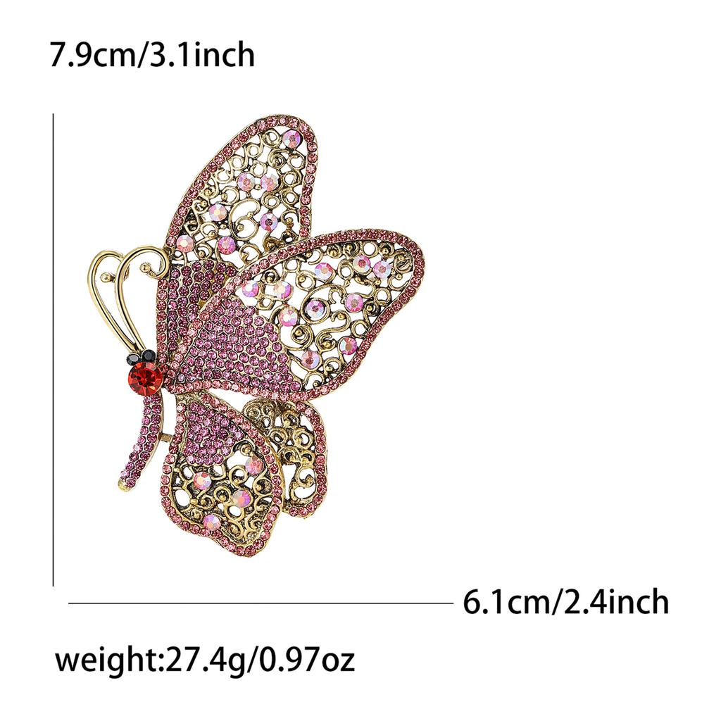 Vintage Alloy Rhinestone Big Butterfly Brooch Exquisite Fashion Women'S Suit Cardigan Corsage Ornament Pin