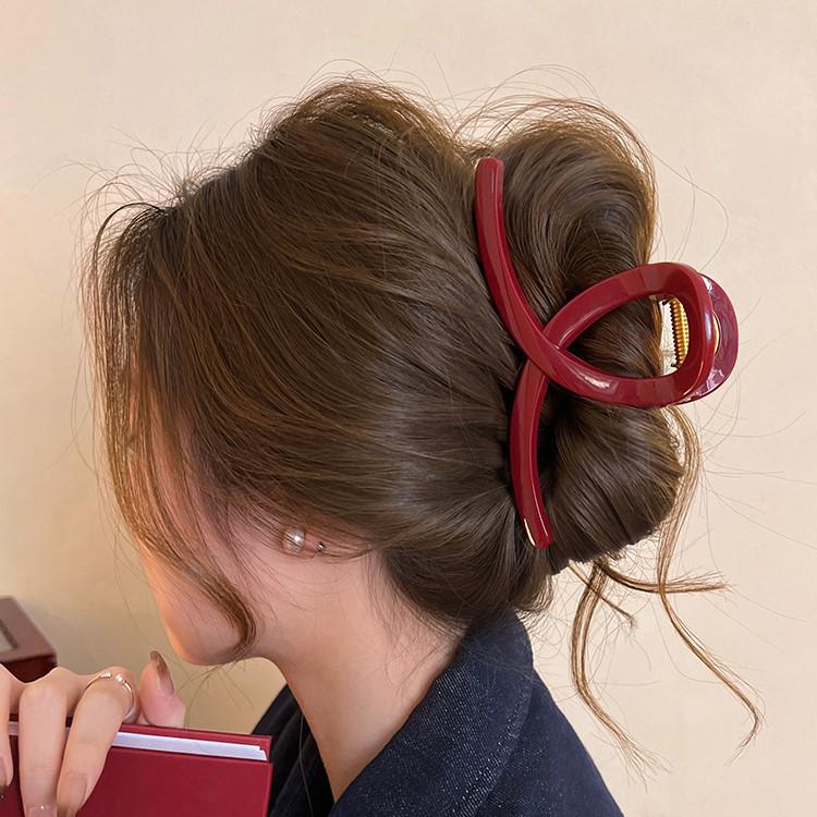 2024 High-End Headdress: Autumn/Winter Red Claw Updo Clip