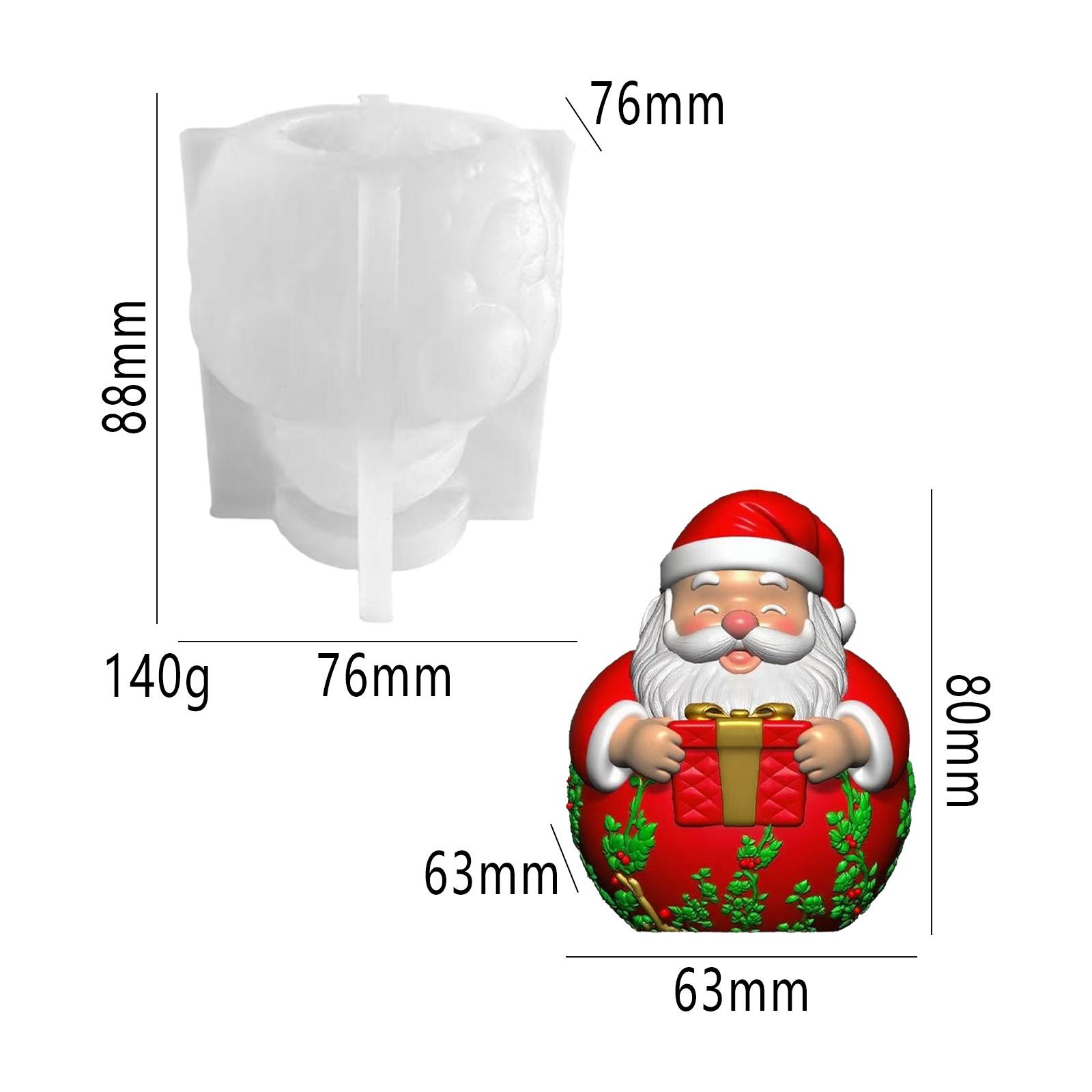 Three-dimensional Santa Claus Scented Candle Mold, Handmade Souvenir, Christmas Gypsum Decorative Item, Silicone Mold