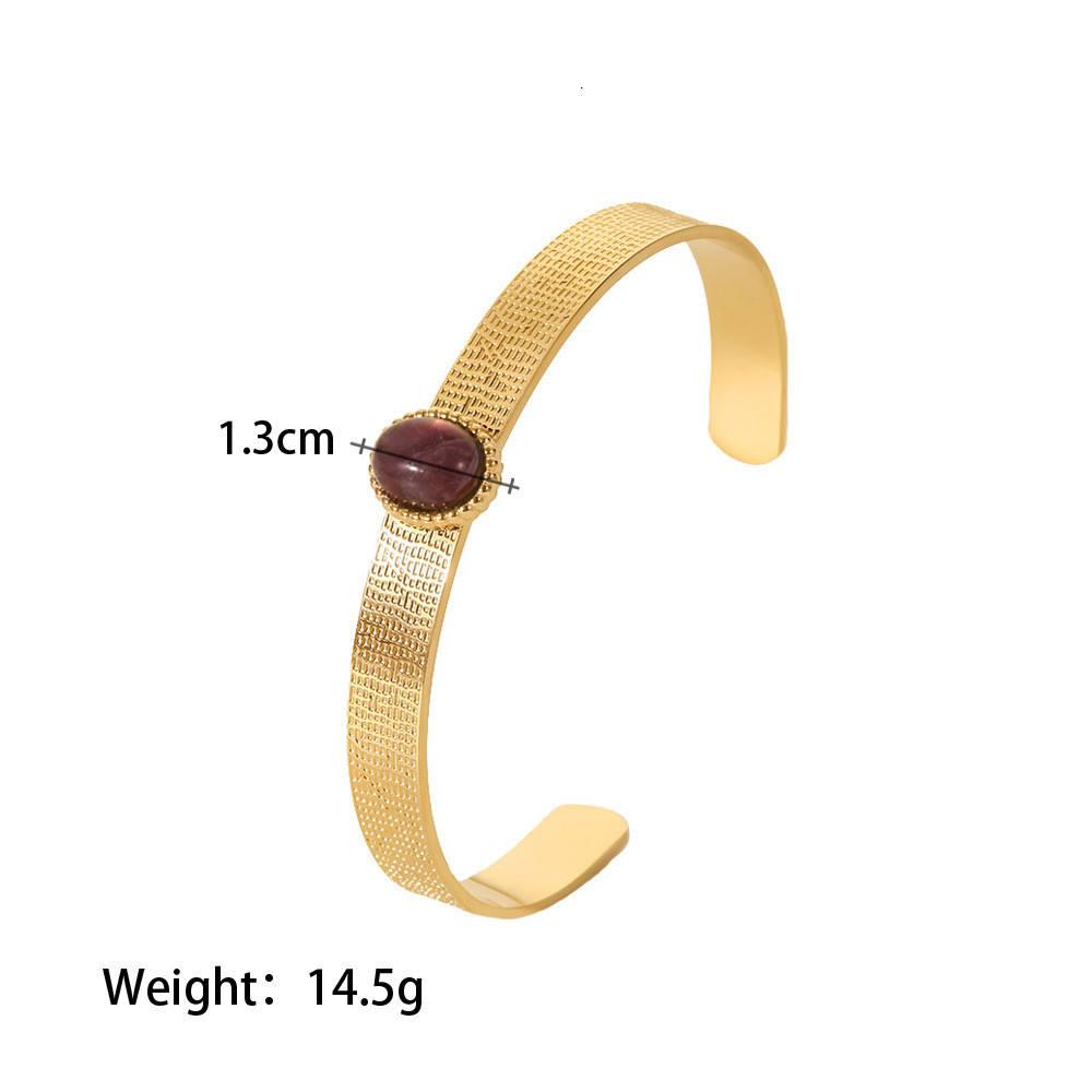 2026 Fashion Charm Bracelets 18K Real Gold Plated Waterproof Stainless Steel Natural Stone Cuff Bangle Turquoise Bracelet