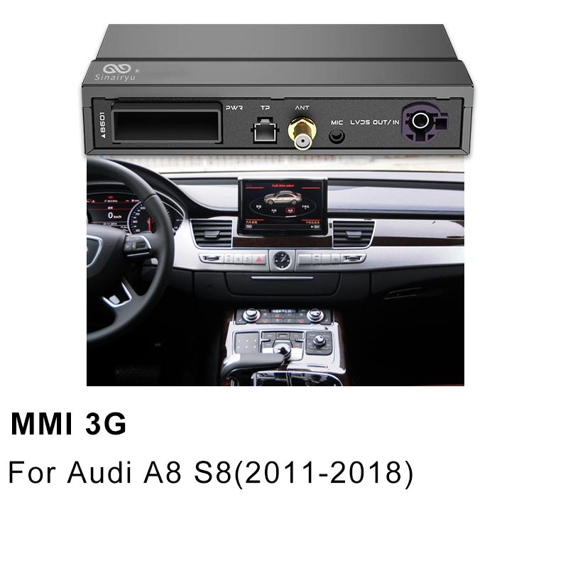 Sinairyu Compatibile con Apple CarPlay wireless per A1 A3 A4 A5 A6 A7 A8 Q2 Q3 Q5 Q7 S4 S5 MMI Car Play Android Auto Mirror Telecamera di retromarcia