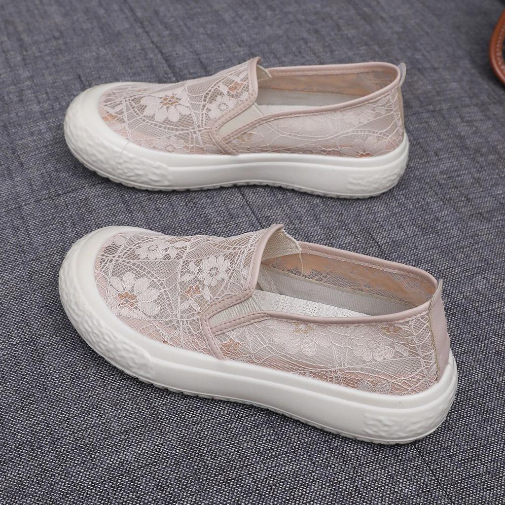 Flat Shoes 2025 Spring and Summer New Women's Flat Canvas Casual Fashion Student High Heels Soft Sole Ethnic Style