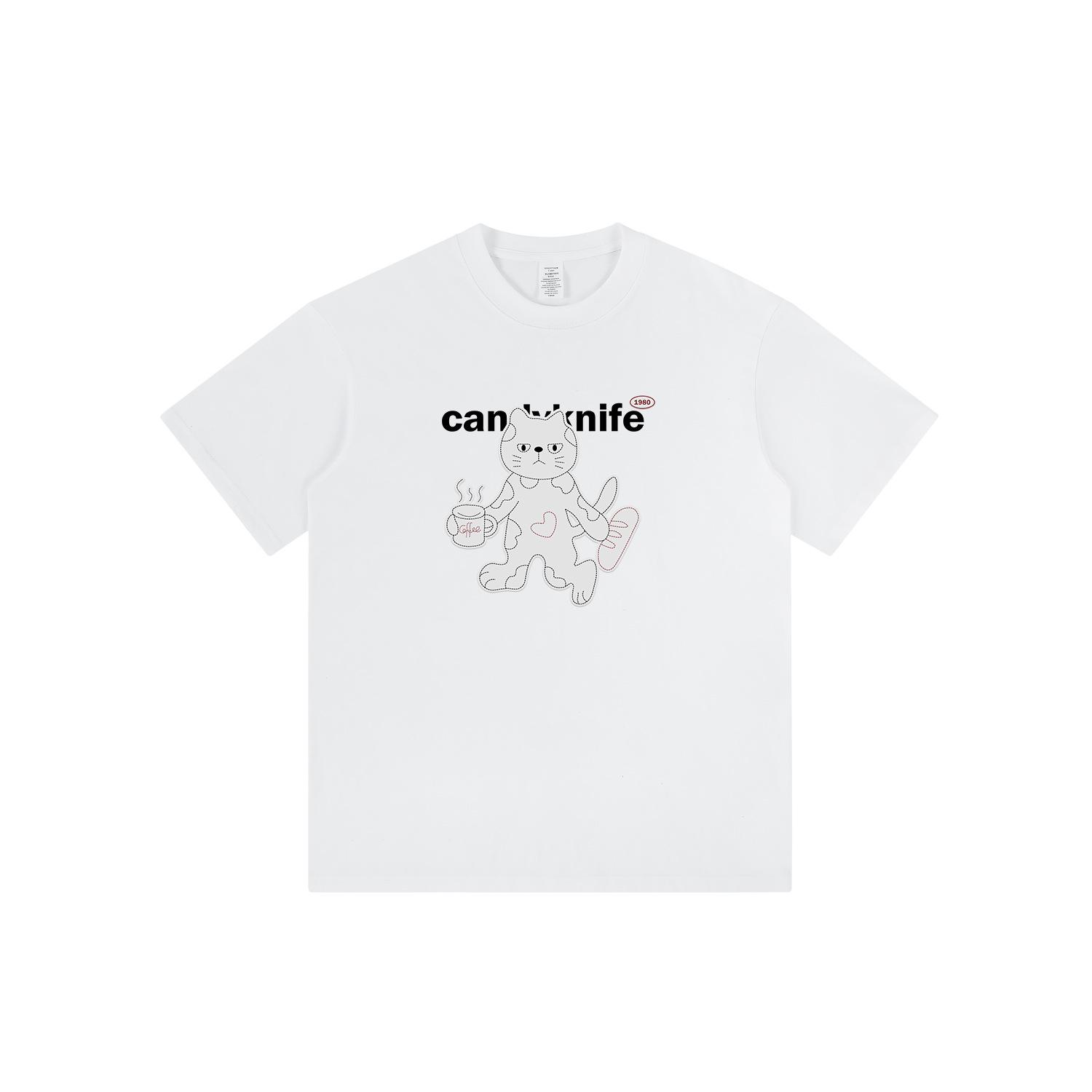 

Парная летняя футболка с принтом котенка в стиле хип-хоп - Свободный крой, Чистый хлопок, Модный топ с коротким рукавом XL белый