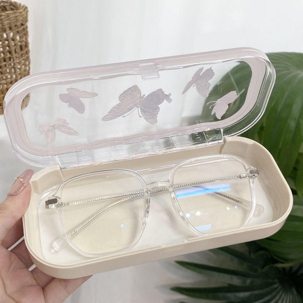 Kawaii Bowknot Transparent Glasses Case Butterfly Flower Sunglasses Storage Box Glasses Protective Case Gifts for Girls