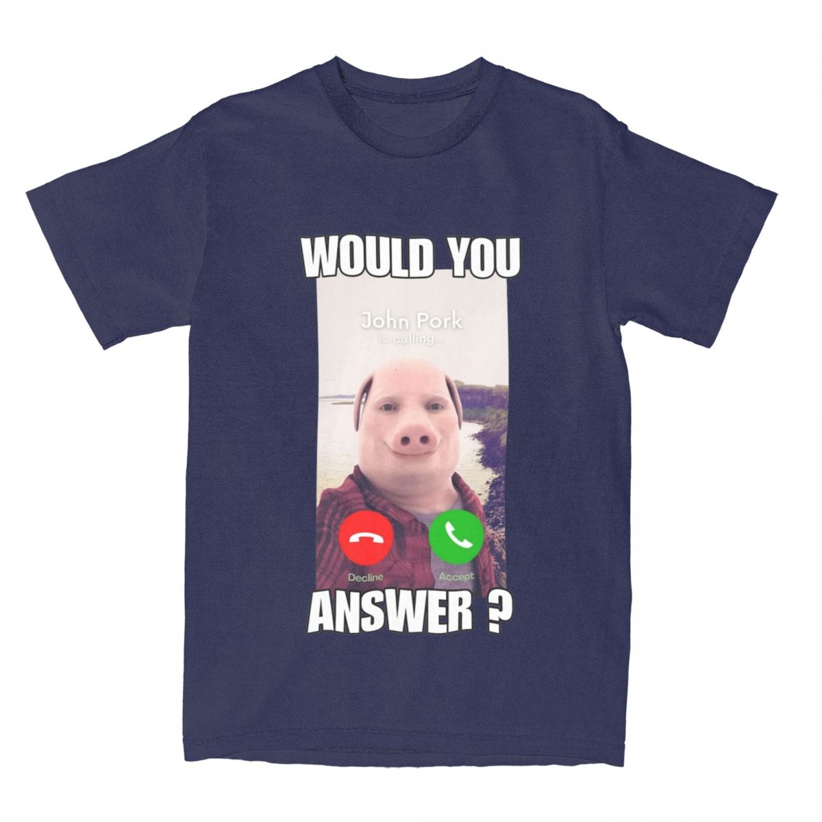 

John Pork Is Calling Answer Call Phone T Shirt Summer Humor Funny Pig Lover T-Shirts Cotton Tee Shirt For Mens Short Sleeve Tees 4XL