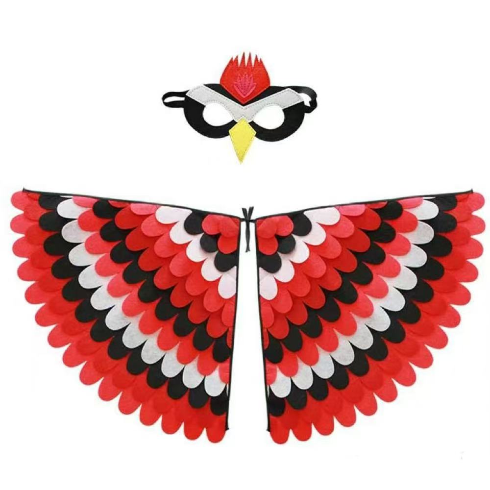 

Children Owl Wings Costume Animals Peacock Felt Cloak with Mask for Kids Boys Girls Stage Performance Halloween Party Cape one size