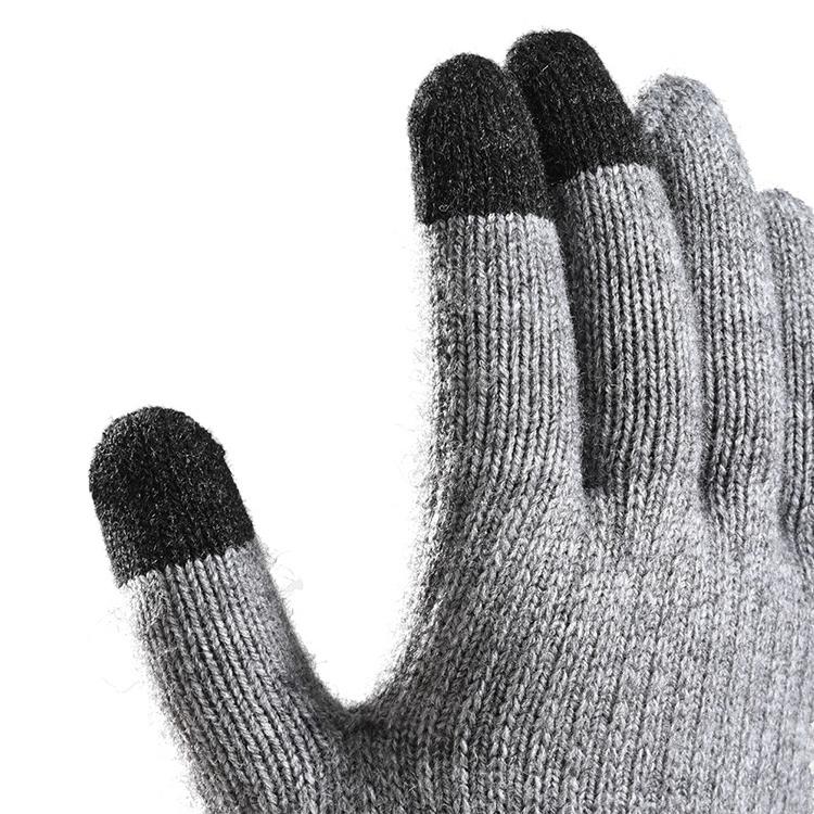 Gants chauds pour hommes pour l'automne et l'hiver, grande taille, en velours, pour écran tactile, résistants au froid, pour cyclisme, gants tricotés pour l'extérieur
