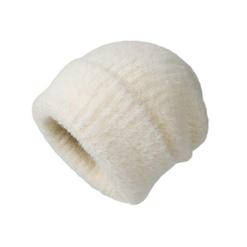 Big Face Showing Face Small Rabbit Hair Knitted Hat Children's Winter New Warm Loose Big Head Circumference Ear Protection Wool Hat