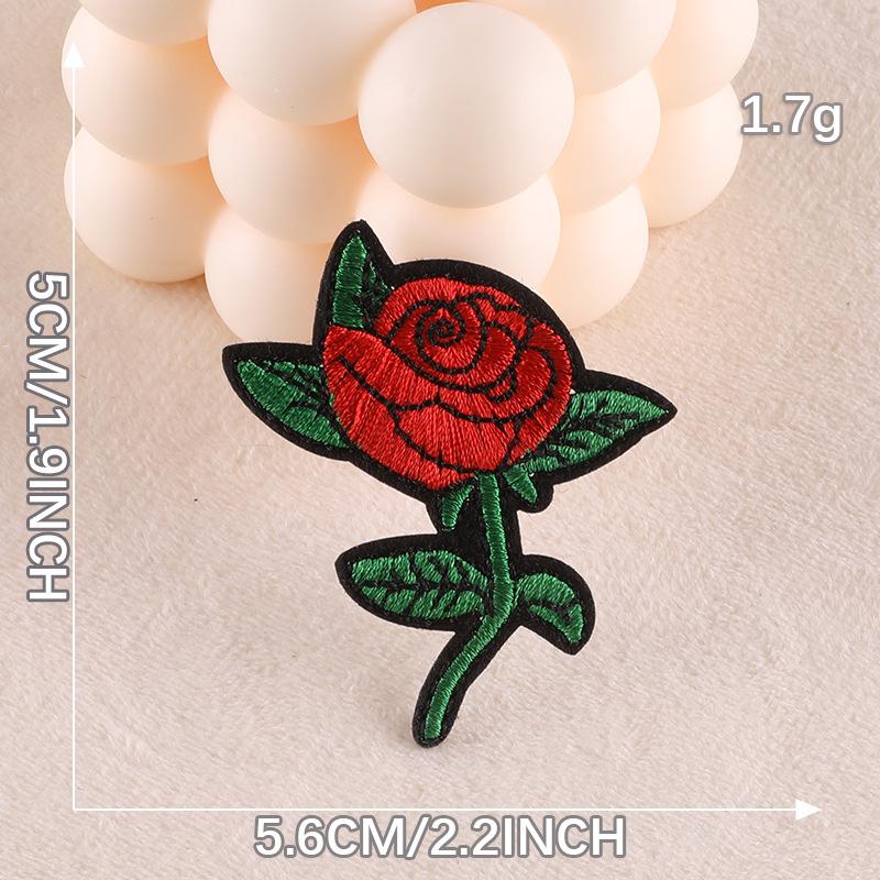 Rose Flower Embroidery Cloth Patch - European & American Style DIY Sticker for Shoes, Hats, Clothing Accessories