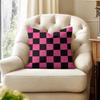 Classic Checkered Square Cushion Cover Natural Linen Organic Fabric DoubleSided Printing Couch Pillow Covers Home Decor