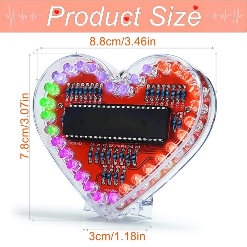 32 RGBs LED DIY Herzform Lötbausatz Pädagogisches Elektronik-Lernset für Studenten und Bastelbegeisterte Geschenk
