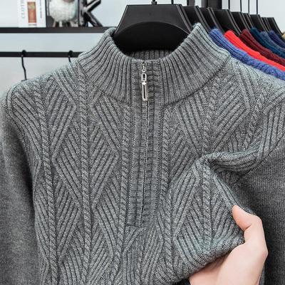 Men's High-End Half-Zip Winter Sweater - Thickened, Warm, Business Casual Pullover Knitwear