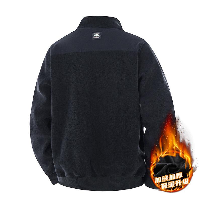 Men's Warm Fleece Stand Collar Half-Zip Pullover Plus Size Hoodie