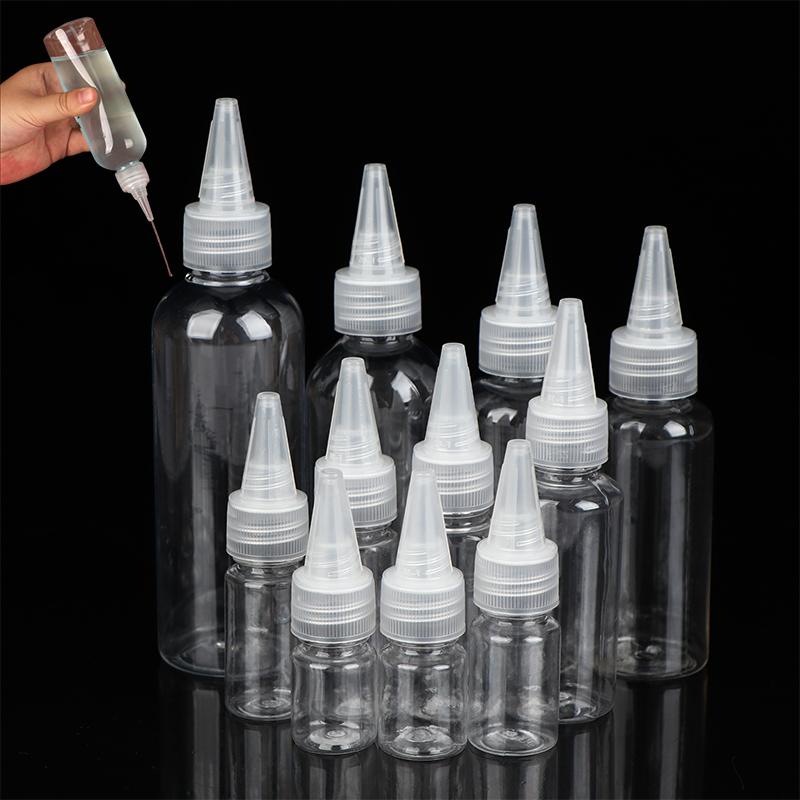 3-100 ml Leere Tropfflasche Transparentes Plastik Nachfüllbar Düsentropfer mit Kappe Quetschflasche Tattoo-Pigment-Tintenbehälter