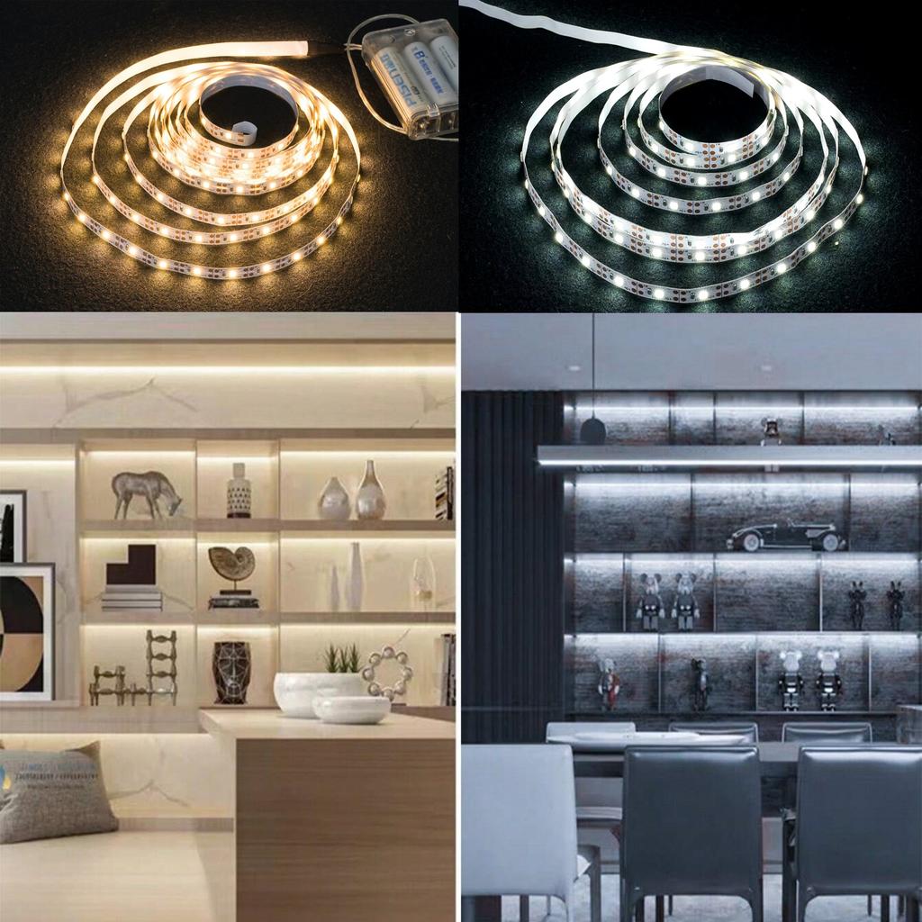 1PC Battery Box Strip Light Battery Powered LED Strip Light Suitable For Wardrobes Stairs Storage Rooms Counters Cabinets Beds