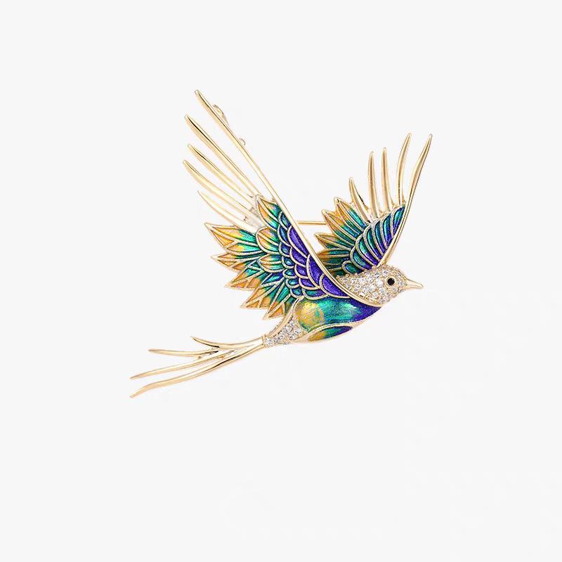 Enamel Flying Bird Light Luxury High-end Elegant and Exquisite Anti-exposure Brooch