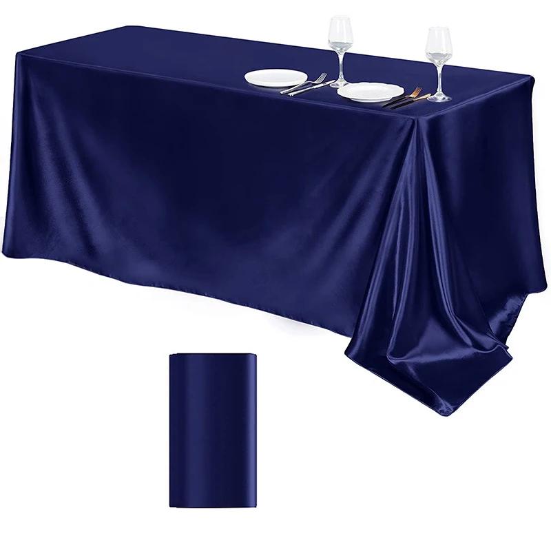 Table Cover Satin Tablecloth Soft Overlay Wedding Satin Large Bright Smooth Silk Rectangle Christmas Banquet Anniversary Dining Party Table Decor
