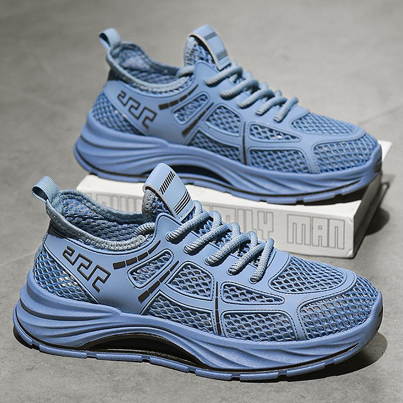 Men's shoes 2025 summer new men's outdoor wading mesh casual shoes thick sole elastic shock cushioning lightweight sports shoes