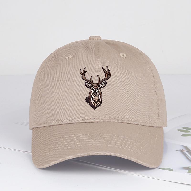 

Deer Head Print Baseball Cap Soft, Comfortable, Lightweight, Breathable, Adjustable Retro Outdoor Style, Natural and Fashionable хаки