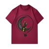 Men's 100% Cotton Crew Neck Short Sleeve T-Shirt, Casual Black Cartoon Umbreon Crescent Moon Print Tees, Comfortable Breathable Summer Daily Tops for