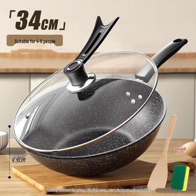 Wutuo 34cm Maifan Stone Non-Stick Wok Set