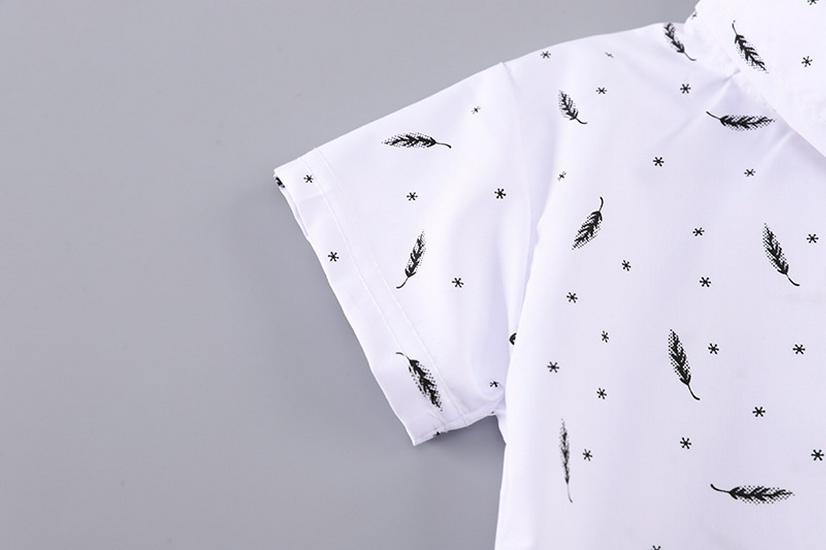 Boys' Summer Leaf Print Polo Shirt & Shorts Two-Piece Set (2026)