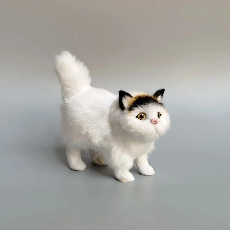 Cute Faux Plush Simulation Cat Animal Model Crafts Car Ornaments Gifts Home Decoration Children's Birthday Party Gift Supplies